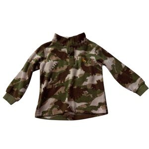 Bon Bébé Toddler Boy Fleece Pullover Size 3T Camo Dinosaur 1/4 Button Mock Neck